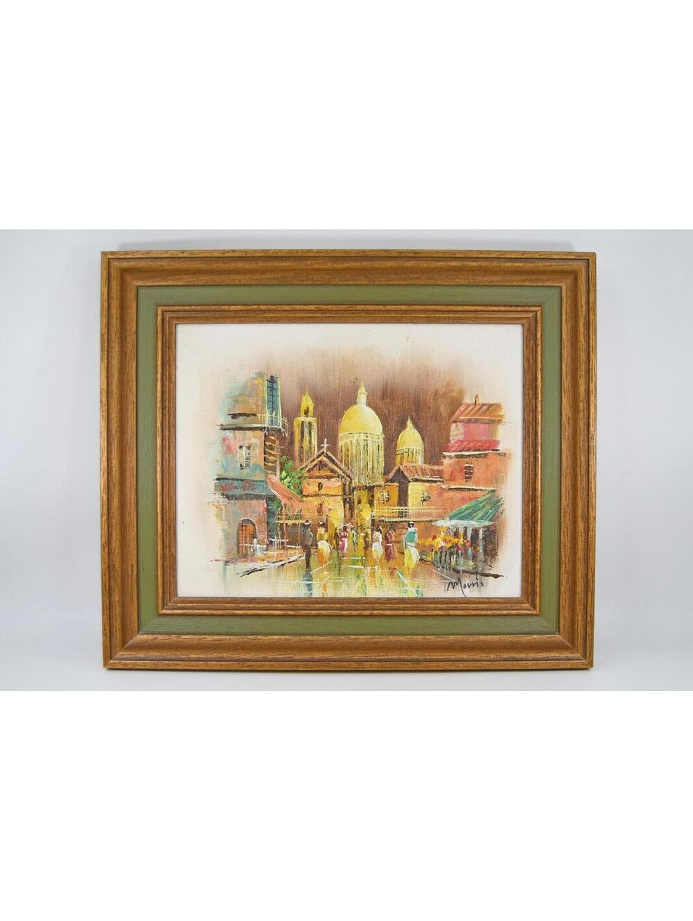 Original Oil Painting Venice Scene Street Art Signed Morris Impressionist 13"